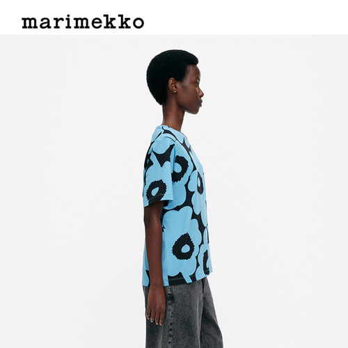 新年礼物Marimekko【Unikko游霓可】女士花卉图案短袖T恤25早秋 - 图2