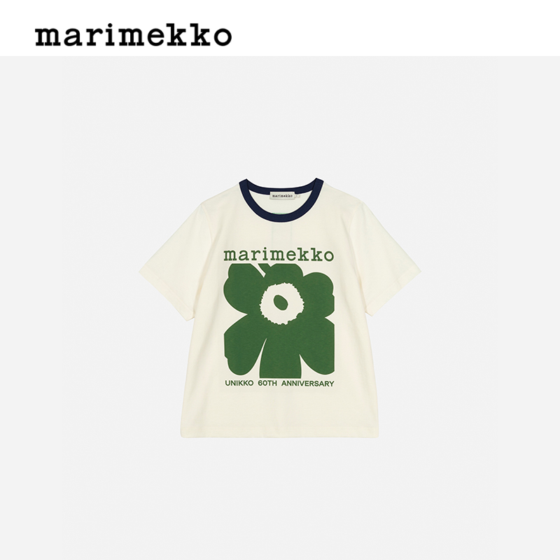 【Unikko游霓可印花60周年】Marimekko2024春夏新款时尚短袖T恤 - 图2