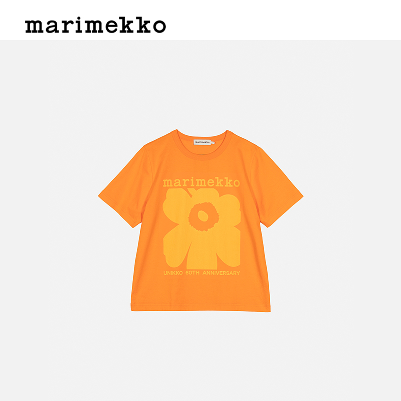 【Unikko游霓可印花60周年】Marimekko2024春夏新款时尚短袖T恤 - 图0