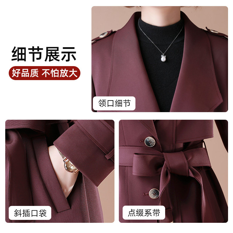 妈妈装洋气中老年春秋装中长款风衣 雅诗黎中老年女装