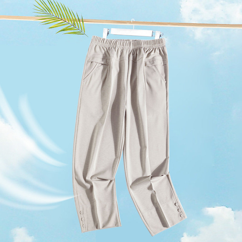中年夏季宽松七分裤八分妈妈裤子 雅诗黎中老年女装
