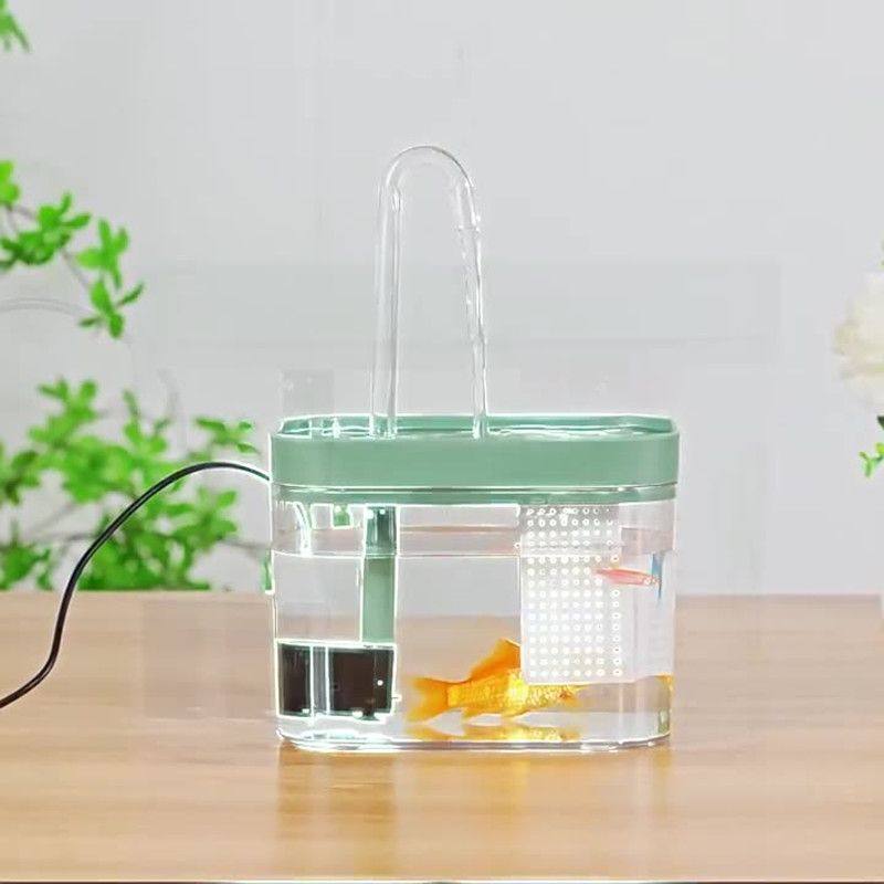 桌面迷你小鱼缸自循环新款鱼缸小型家用方圆形防爆水族箱客厅阳台,淘宝优惠券,粉丝福利购,淘宝优惠卷