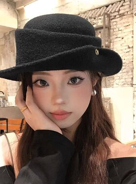 帽子女圆脸大脸显瘦法式