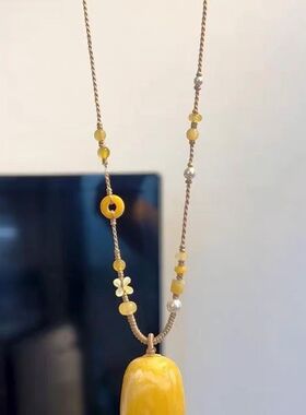 女士高端吊坠挂绳蜜蜡无