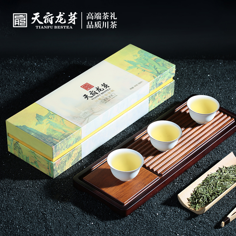 天府龙芽尊龙绿茶2024新茶高山云雾特级春茶茶叶礼盒装送礼领导