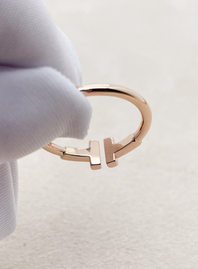 【自营】中古99新蒂芙尼Tiffany T系列镶钻线圈戒指18K玫瑰金戒指