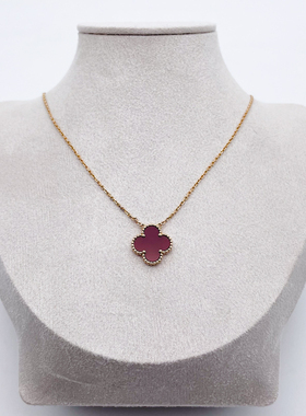 【自营】中古99新梵克雅宝四叶幸运系列红玉髓18K玫瑰金小号项链