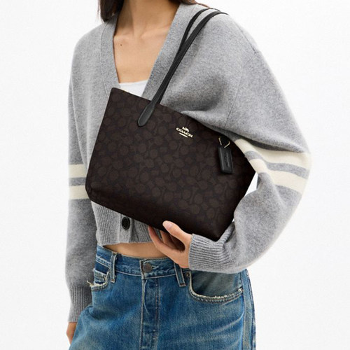 【自营】COACH/蔻驰拉链托特包单肩包购物袋妈咪包奢侈品女包 - 图2