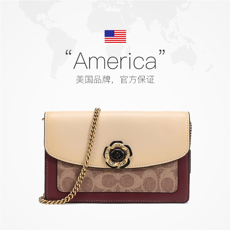 【自营】coach女士经典山茶花小方包 天猫国际自营时尚范女士包袋