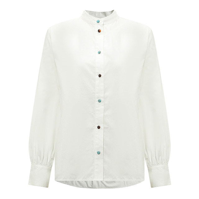 PetitBari Colored Button Embroidered Long Sleeve Shirt