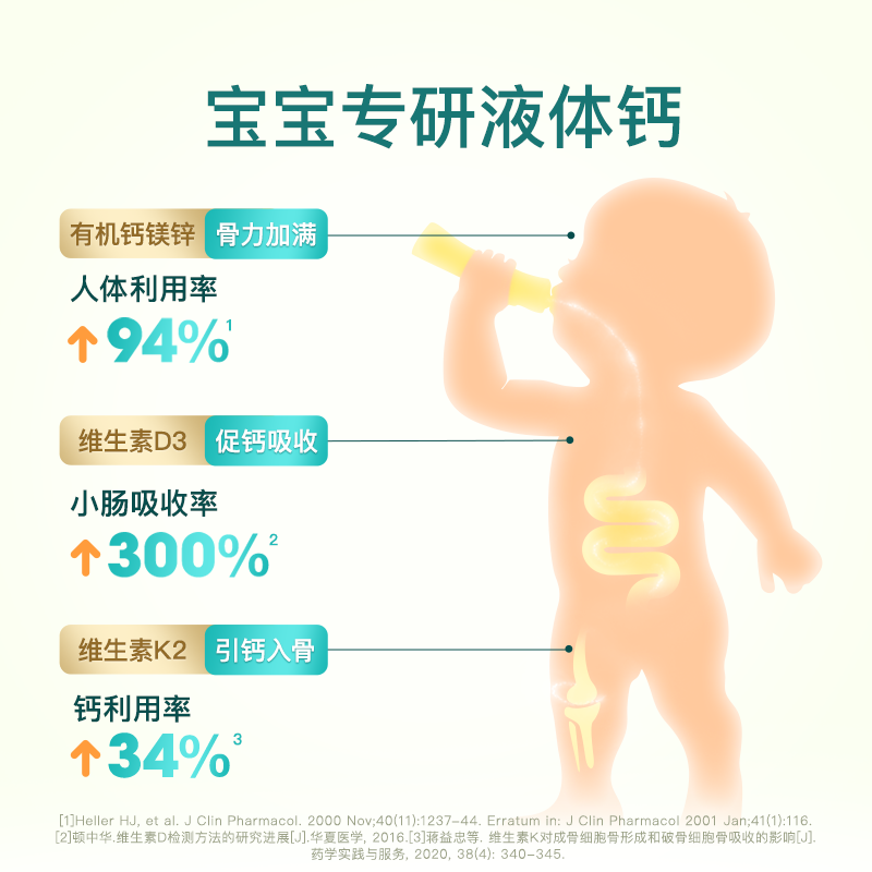 【自营】inne小金条钙镁锌婴幼儿童液体钙宝宝补钙非乳钙 30条/罐