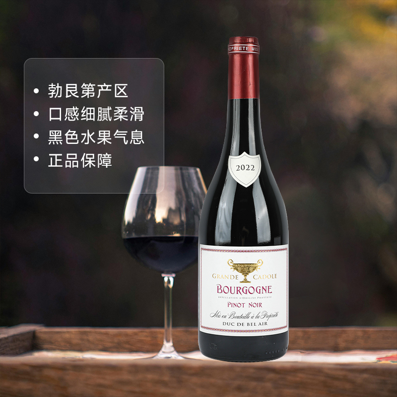 【自营】法国勃艮第大区黑皮诺/黑比诺干红原瓶Pinot Noir口粮酒