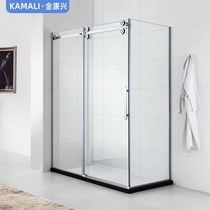 Manufacturer square minimalist European and American wind large sliding glass shower door 304 stainless steel integrated shower room