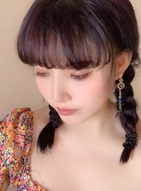蓝色爱丽丝耳钉蝴蝶结兔子珍珠