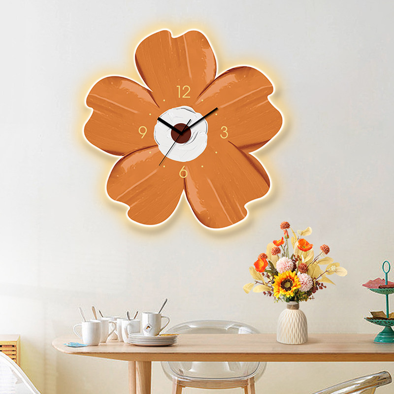 Deheng living room flower luminous wall clock