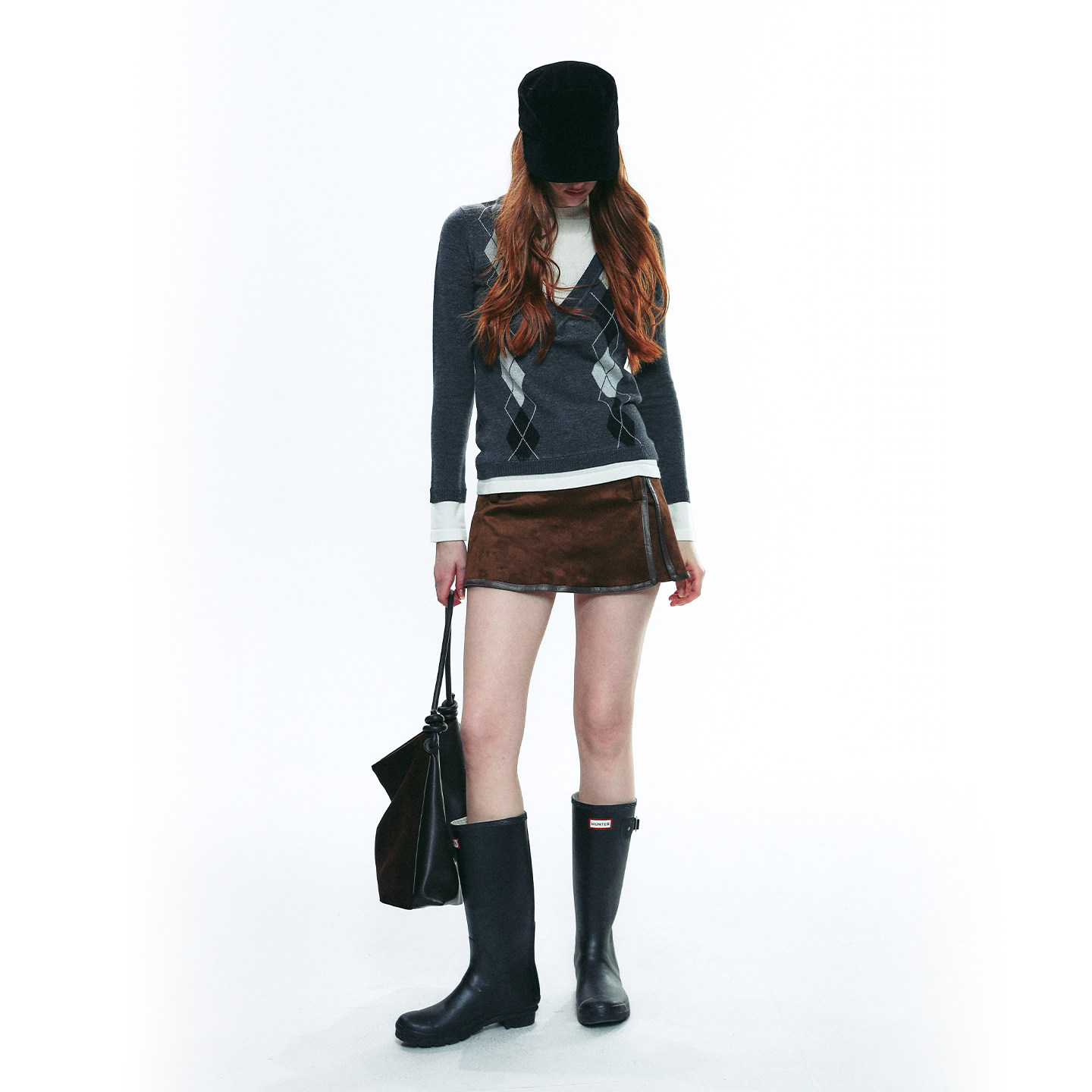 SINGLE MOMENT 25AW法式复古V领菱形格假两件针织衫毛衣上衣女,淘宝优惠券,粉丝福利购,淘宝优惠卷