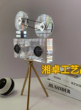 现代创意轻奢水晶录像机样板间会所酒店水晶装饰品