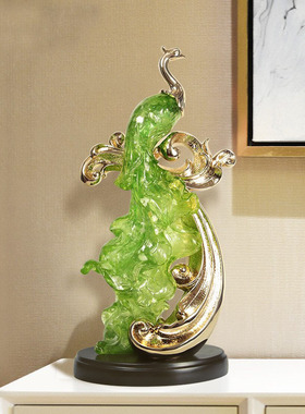 孔雀凤凰摆件新房装饰客厅电视柜酒柜书房玄关家居工艺品高档送礼