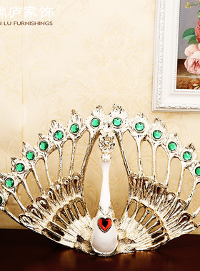 欧式孔雀开屏摆件家居装饰品客厅电视柜橱窗工艺品摆设软装送礼物