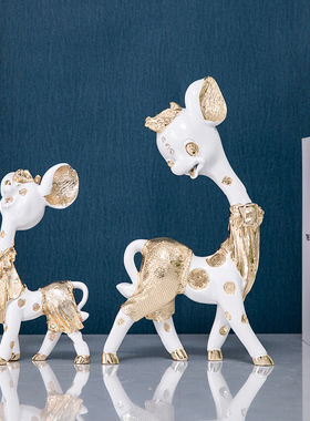 欧式轻奢鹿摆件创意装饰品客厅酒柜玄关工艺品别墅样板间桌面摆件