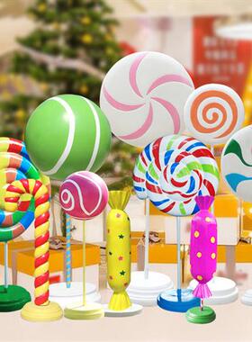 仿真糖果摆件玻璃钢假棒棒糖雕塑户外节日公园林景观小品落地道具