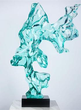 透明树脂太湖石雕塑摆件客厅玄关售楼处酒店前台别墅软装艺术品