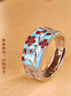 TANGFLOW925银珐琅梅花景泰蓝