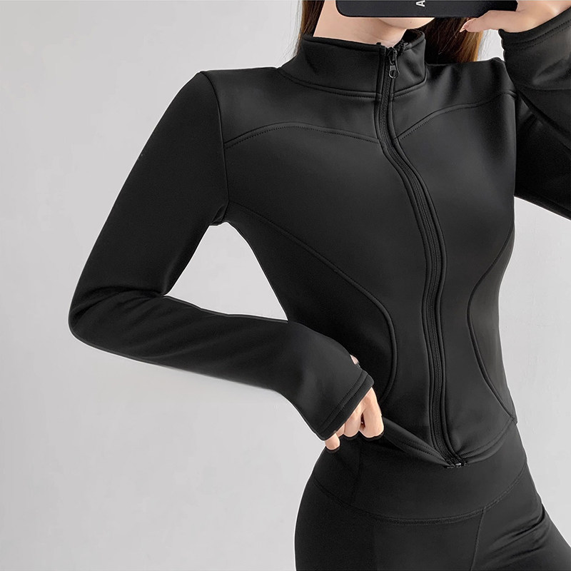 加绒瑜伽外套女秋冬款长袖显瘦立领跑步健身防风拉链开衫运动上衣,淘宝优惠券,粉丝福利购,淘宝优惠卷