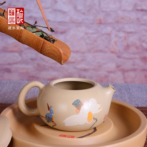 190ml 建水紫陶壶白陶茶壶名家家用功夫泡茶壶/王天龙白陶壶H99 - 图1