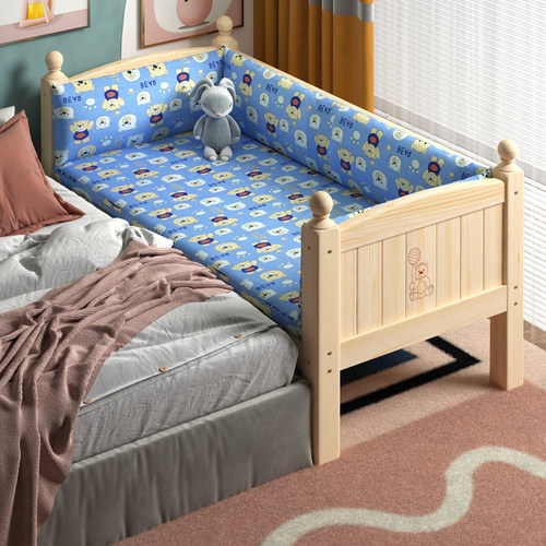 实木儿童床带护栏小床婴儿男孩女孩公主床单人床边床加宽拼接大床 - 图3