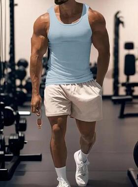 P 74165 Summer Men's Fitness Tank Top 纯色运动背心