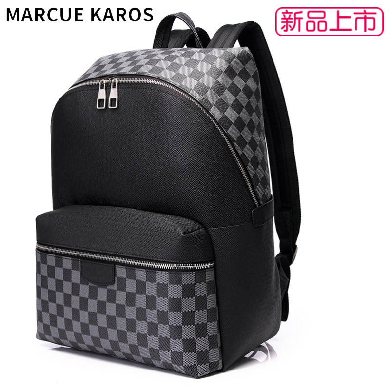 mk男士2021新款格子牛皮潮女旅行包 partyplus双肩背包