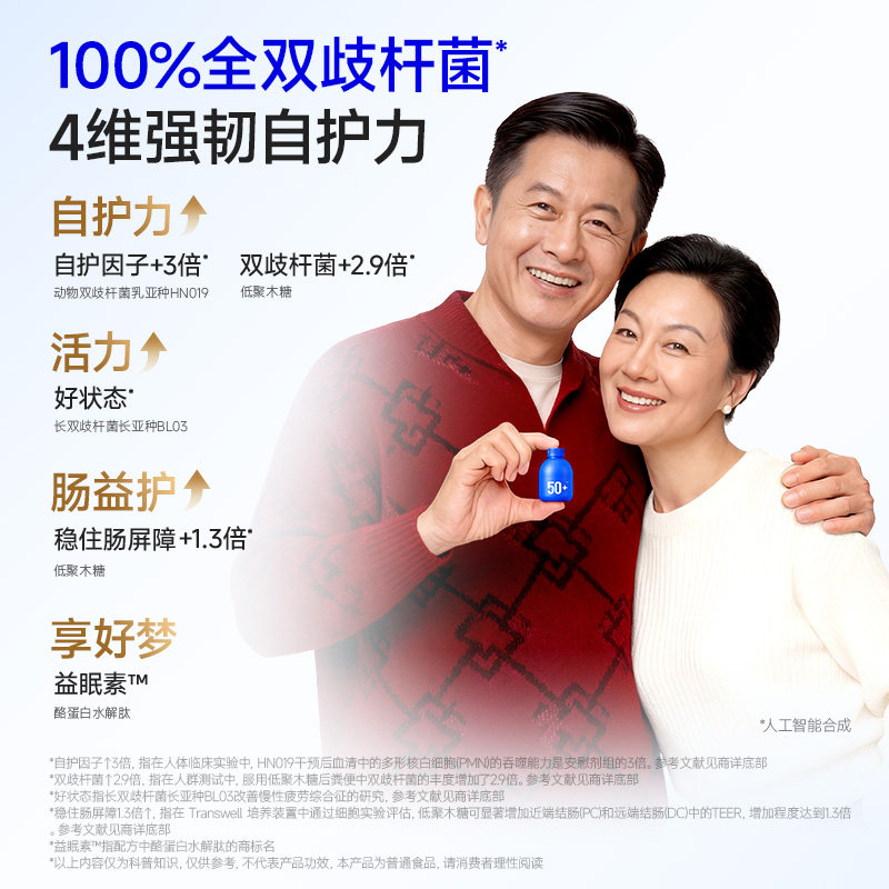 【618立即抢购】万益蓝WONDERLAB50+中老年肠胃益生菌肠道送礼物