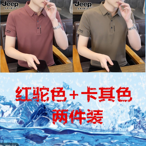 JP夏季男士短袖polo潮流冰丝高弹休闲翻领t恤上衣男半袖 - 图3