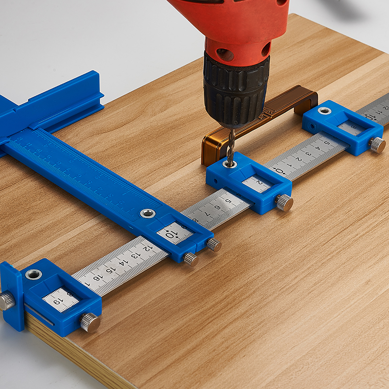 拉手打孔定位器木工安装工具门按装柜门把手打定孔开孔神器多功能 - 图0