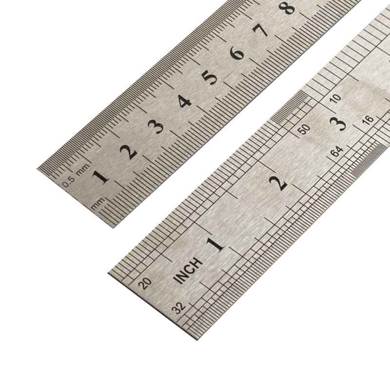 钢直尺加厚木工钢板尺钢直尺子学生文具钢尺15/20/30/60cm直尺-图3