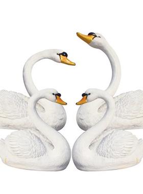 户外花园水池仿真白天鹅浮水鸳鸯雕塑玻璃纤维鸭饭店商场装饰摆饰