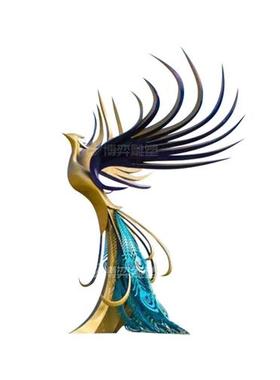 户外大型不锈钢抽象凤凰雕塑定制创意烤漆孔雀园林水景落地摆件