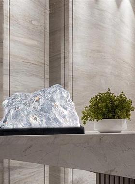 造景客厅摆件家居饰品玄关办公室装饰雪假山石头透明树脂雕塑艺术