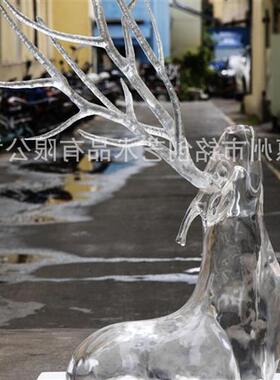 新中式创意鹿摆件高端透明树脂水晶鹿雕塑酒店别墅家居饰品
