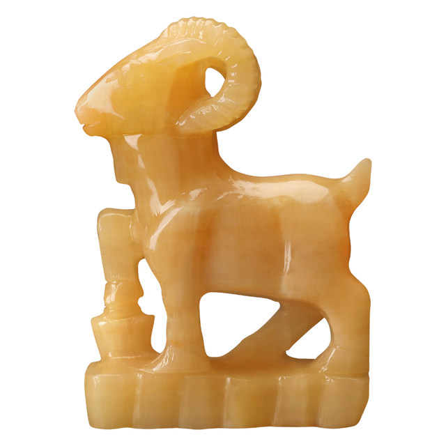 Natural beige jade zodiac sheep ornament
