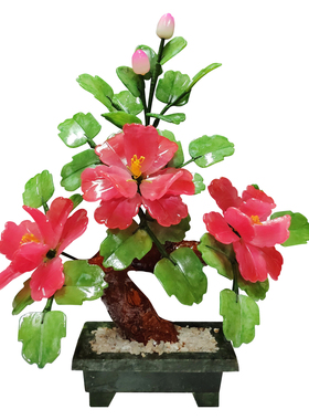 玉石酒柜办公室玄关盆景装饰品