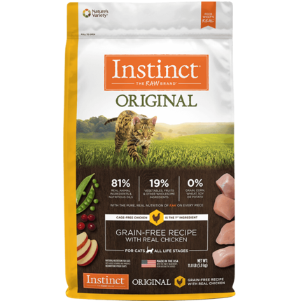 Instinct百利多口味鸡肉无谷天然猫粮成猫幼猫猫咪全猫粮11磅/5kg优惠券