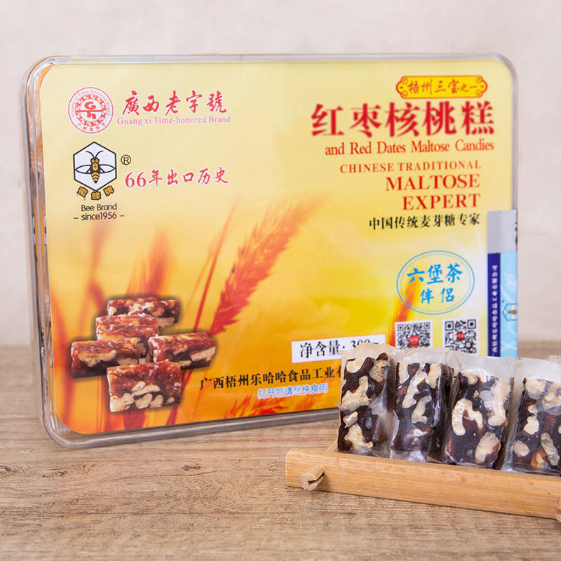 蜜蜂牌红枣核桃麦芽糖300g南枣核桃糕软糖糕点心坚果手工切糕零食