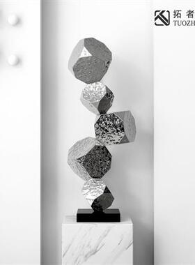 轻奢简约不锈钢落地雕塑酒店样板间现代客厅玄关装饰高端软装摆件