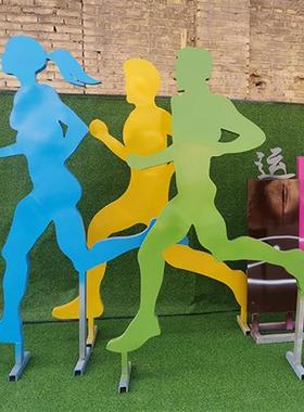 现货自行车雕塑不锈钢剪影竞技运动模型广场公园抽象骑行人物摆件