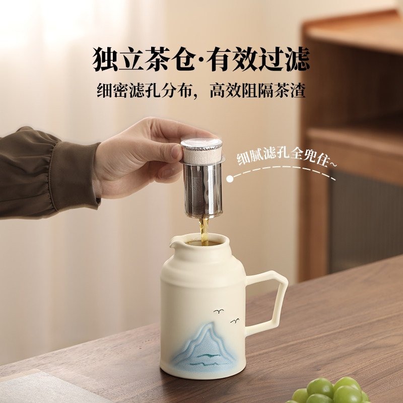 陶瓷小暖壶大容量带盖泡茶杯办公室焖茶壶家用茶水分离温茶壶茶具,淘宝优惠券,粉丝福利购,淘宝优惠卷