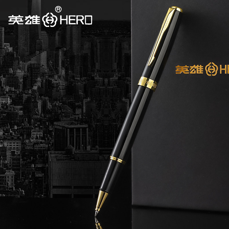 英雄签字笔5020A商务高档办公用宝珠笔签名磨砂碳素笔签单男女士礼品私人定制logo免费刻字圆珠笔金属中性笔_虎窝淘