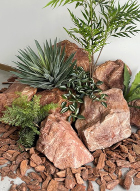 PU仿真黄山石假石头绿植橱窗