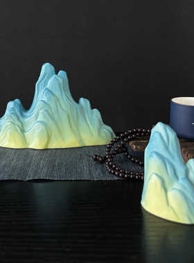 只此青绿假山陶瓷新中式鱼缸